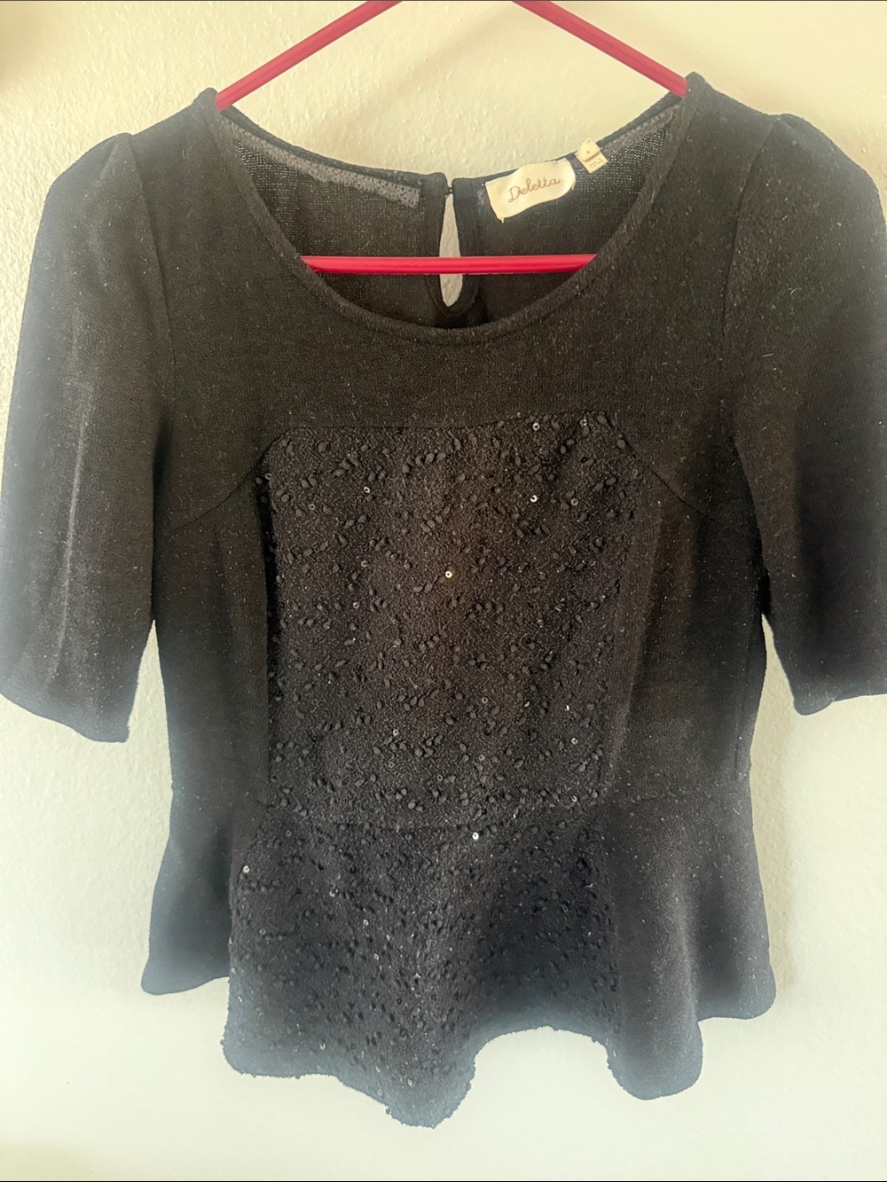 Dollcake Black Sequin Lace Peplum Top